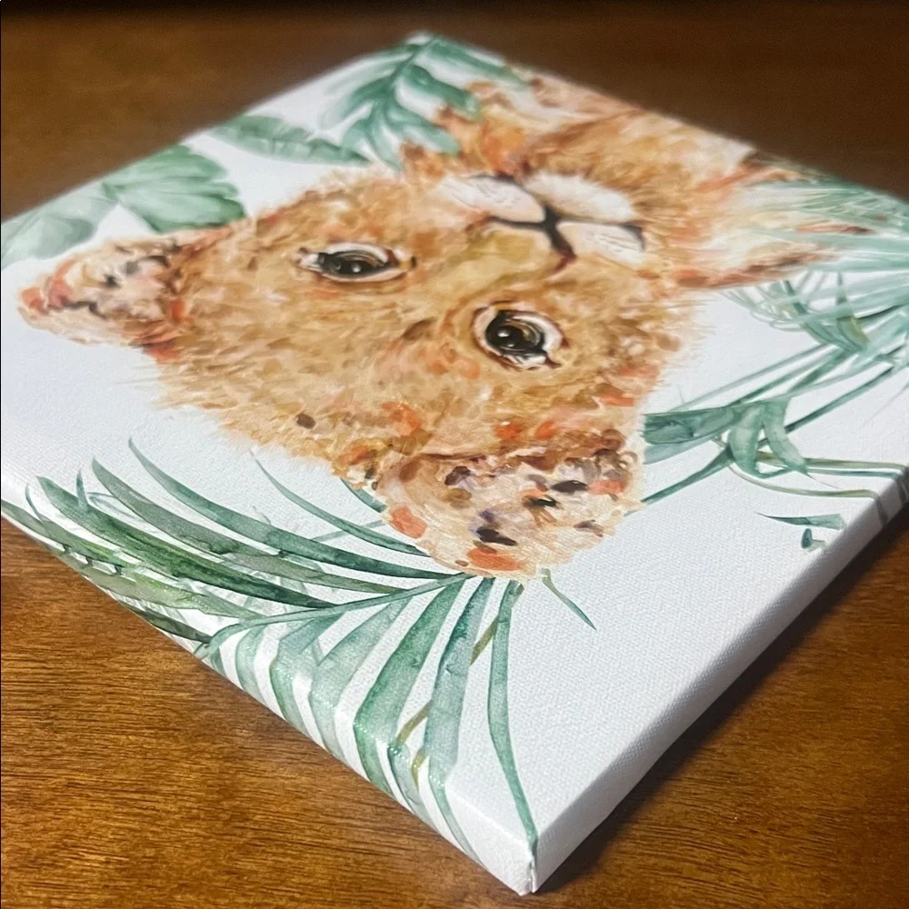 Bella Canvas Lion Cub Wall Art - Brown and Green